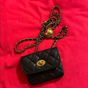Chic Black Quilted Mini Bag with Chain Strap